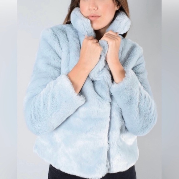 Aritzia Jackets & Blazers - Aritzia Sunday Best Faux Fur Long Sleeve Coat Light Blue Size Small